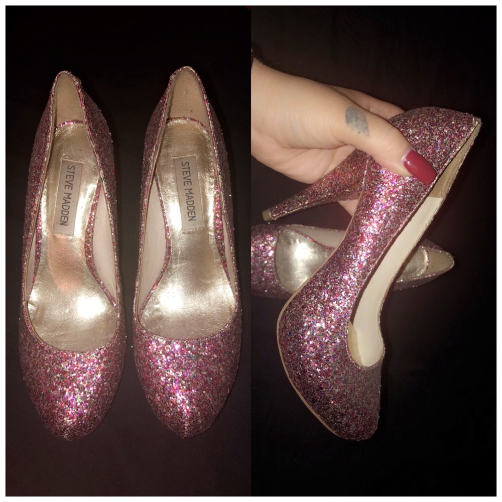 Steve Madden multi-color pink glitter heels